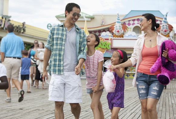A family at a theme park.