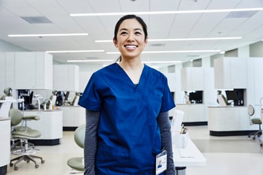 a woman in scrubs