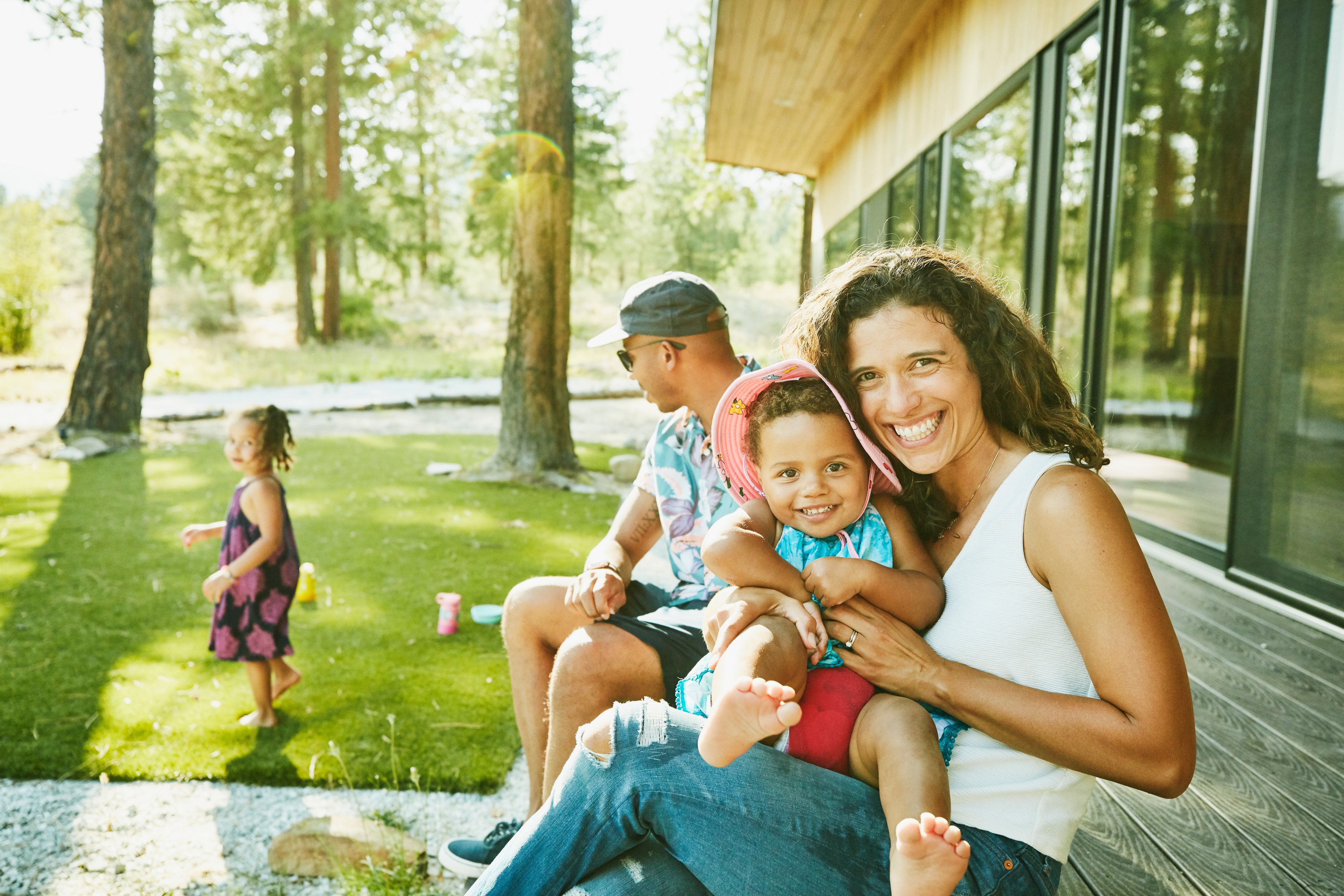 Family staying at a vacation rental. 