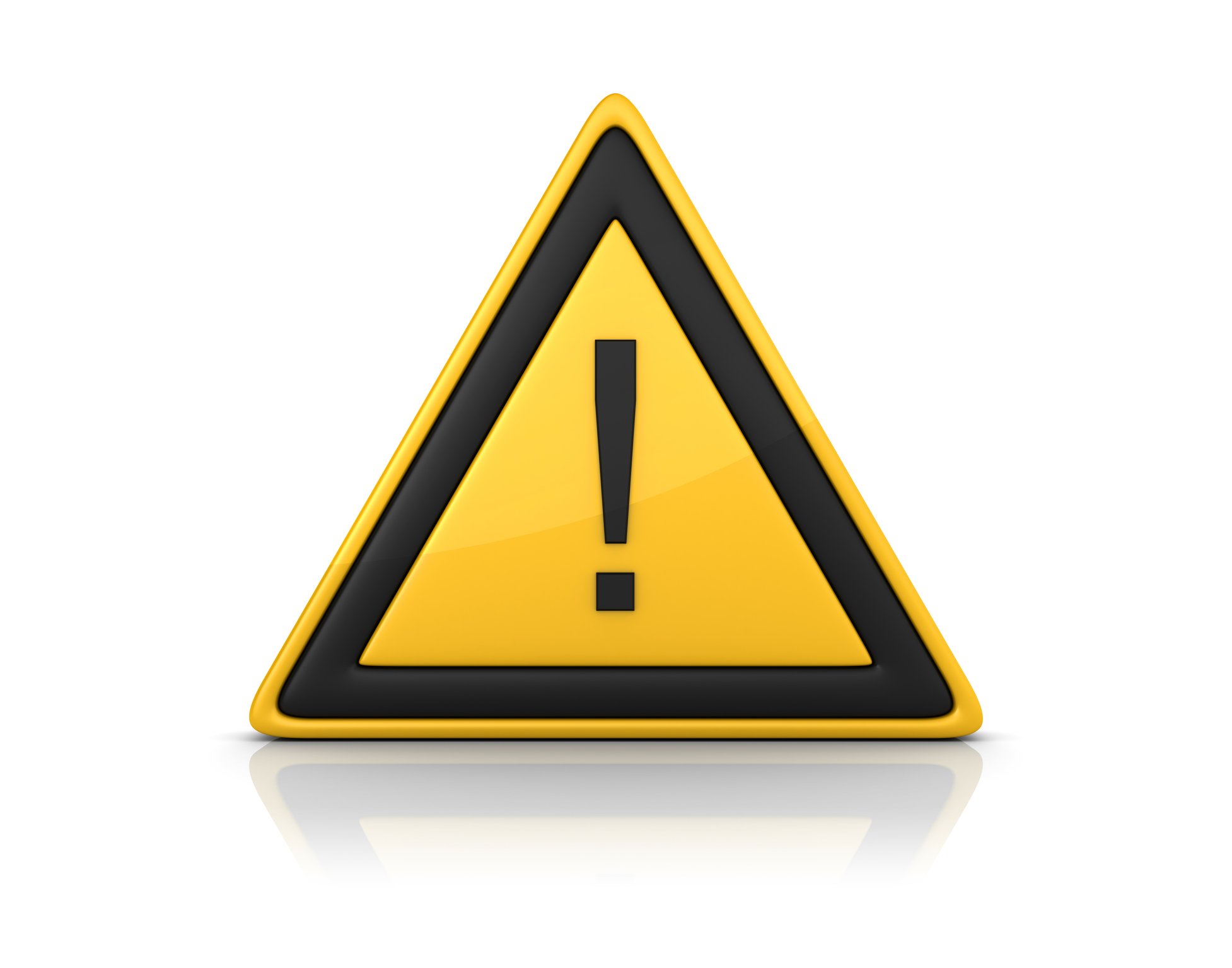 Yellow triangular warning sign with a black outline and an exclamation point in the center.