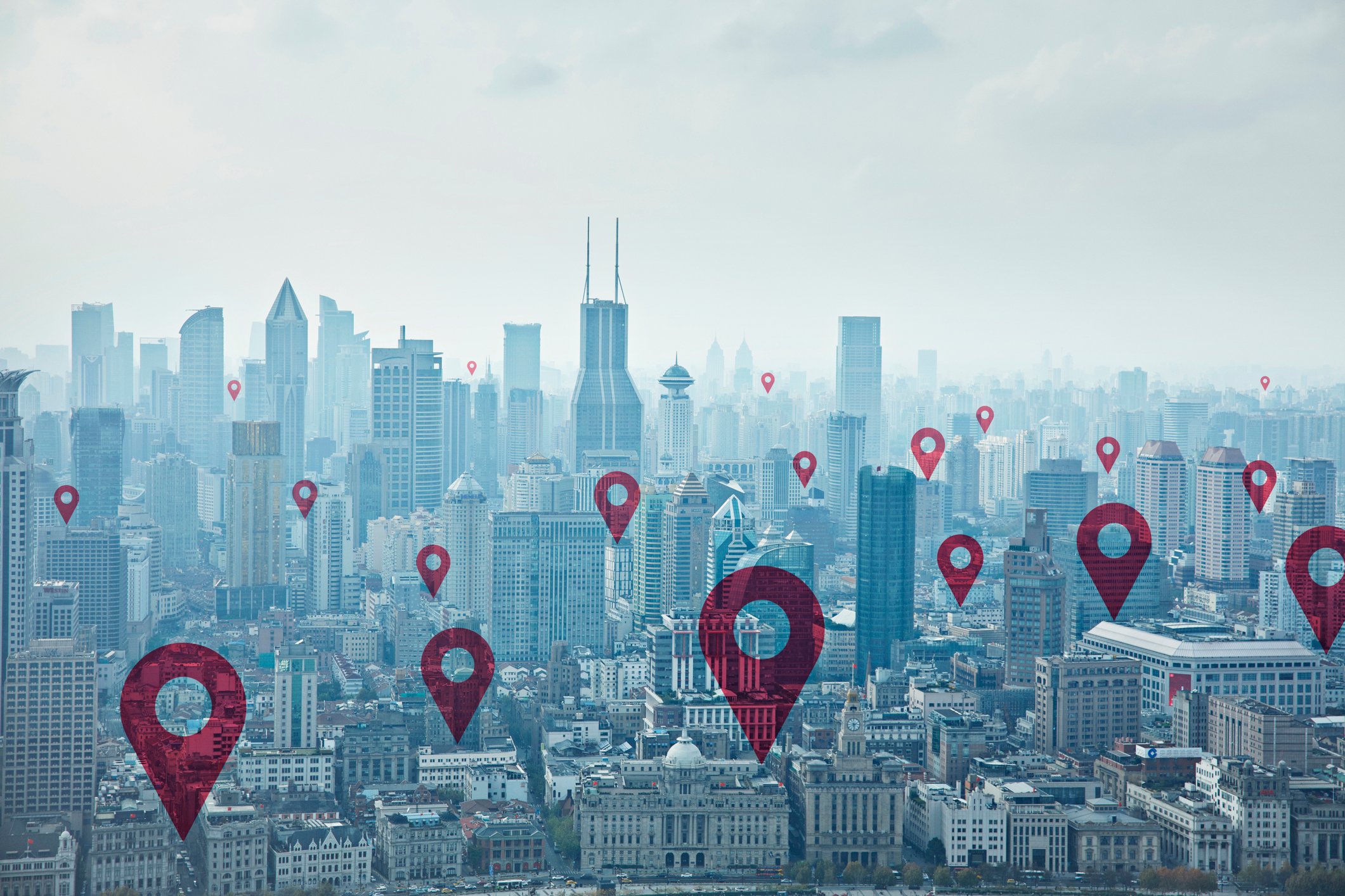 China shanghai skyline map