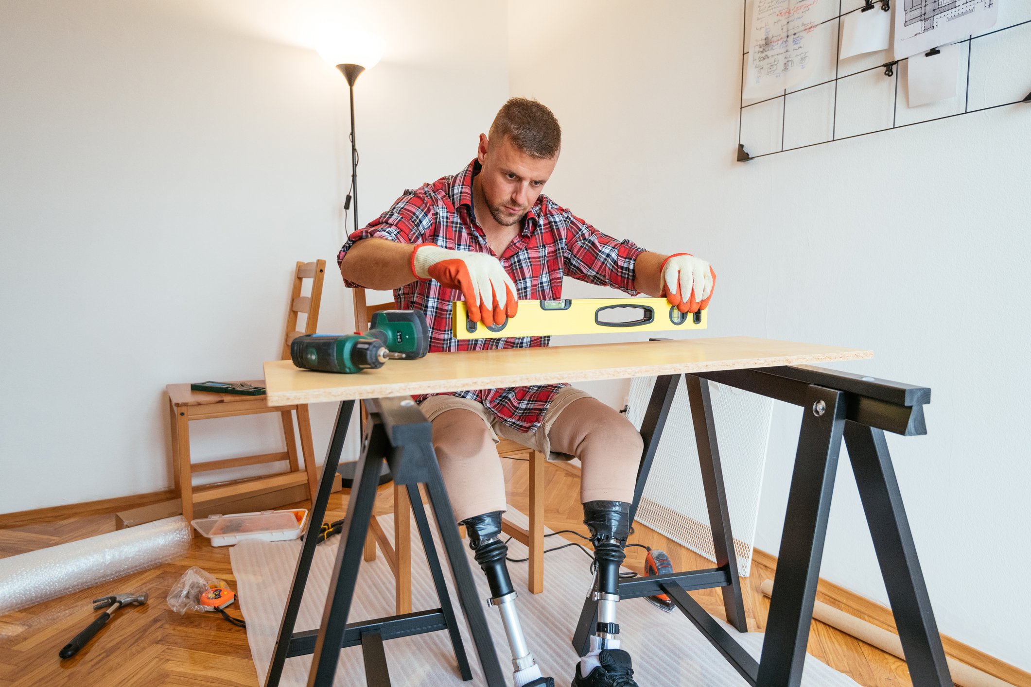 A person doing a DIY project at home. 