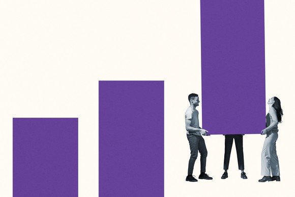 2 people and an additional pair of legs with purple rectangles.