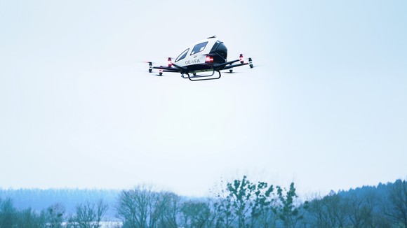 The EH216 aerial vehicle flying.