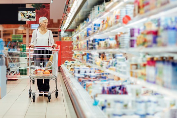 A customer shopping at a market.