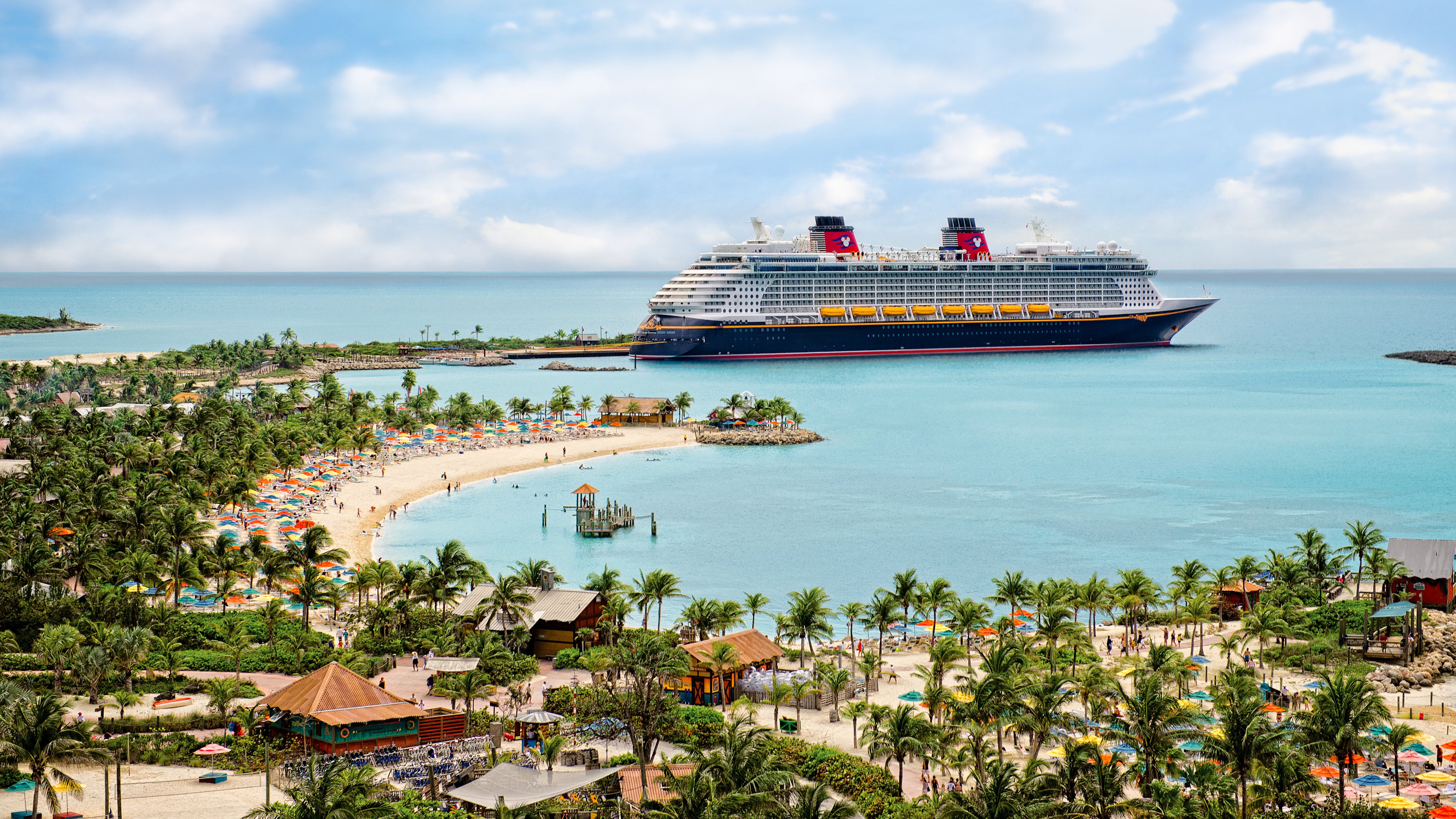 A Disney cruise ship on its private Castaway Cay island.