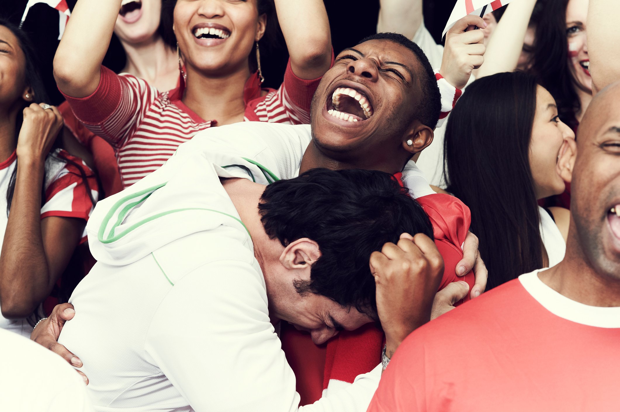 Sports fans cheering