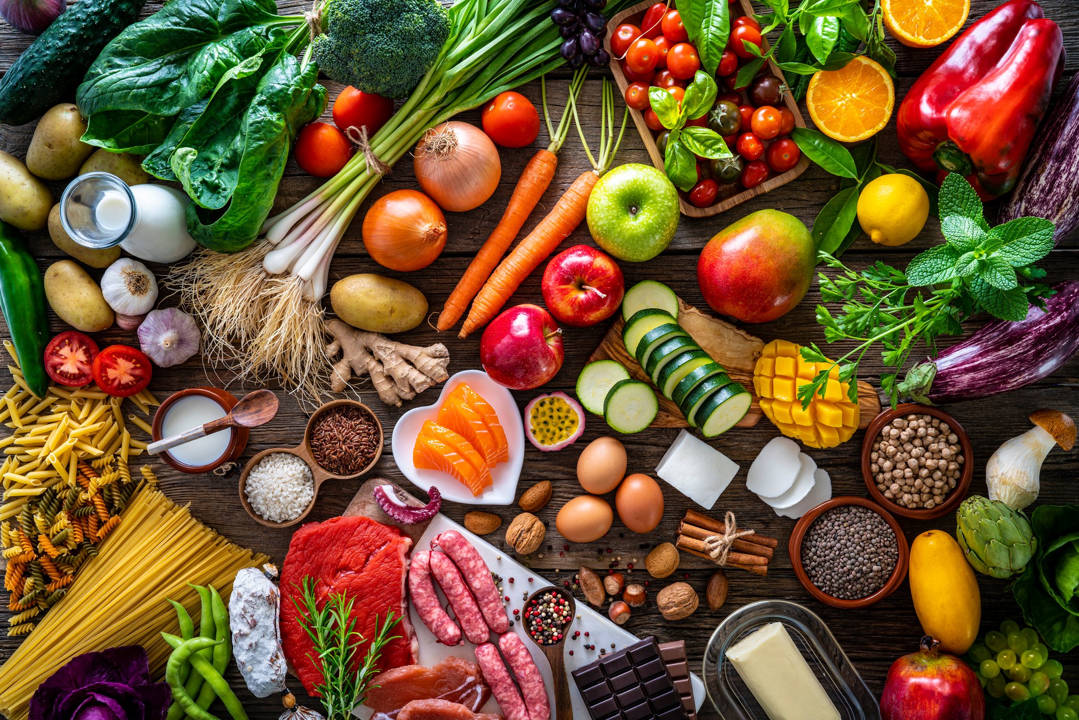 Fresh produce assortment on a table.
