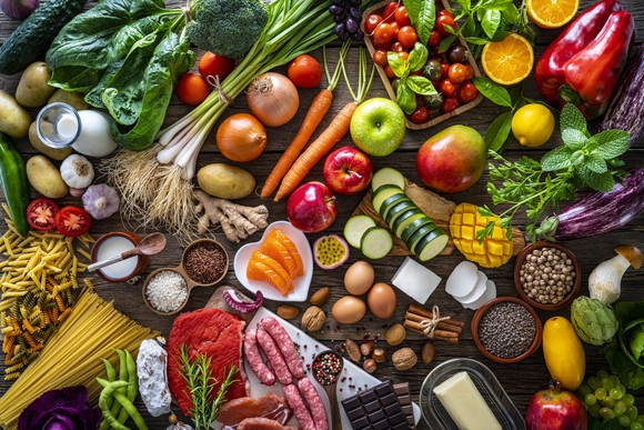 Fresh produce assortment on a table.