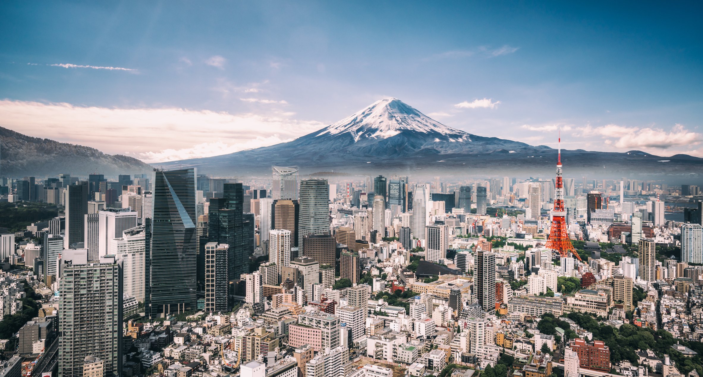 A view of Mt. Fuji from downtown Tokyo.