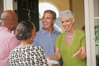 neighbors greeting each other