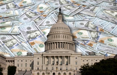 U.S. Capitol Building with $100 bills