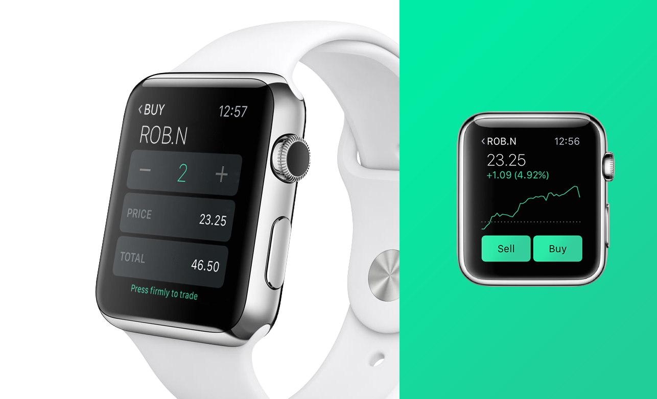 Robinhood ticker on smartwatch. 