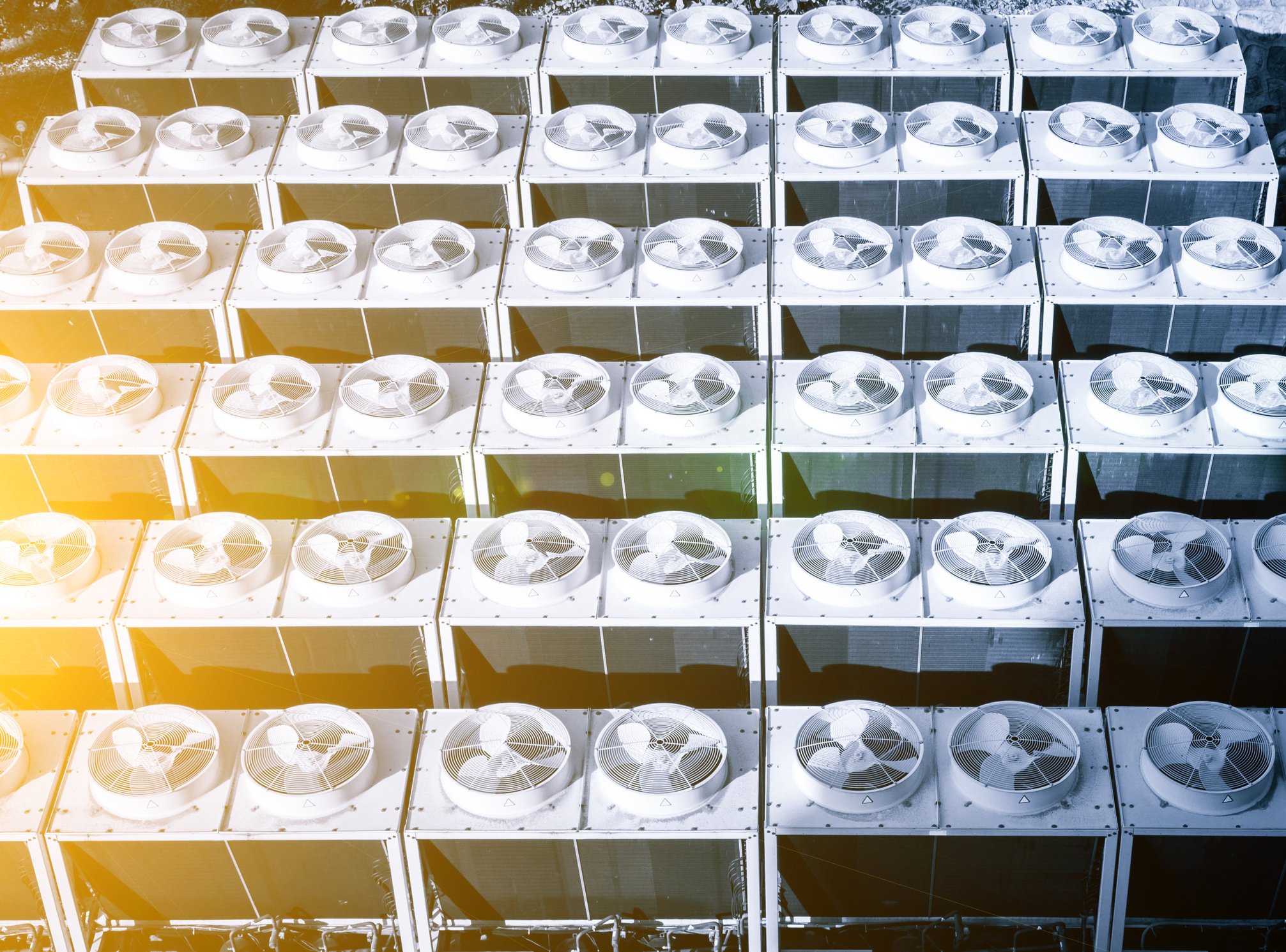Rows of air conditioning units.