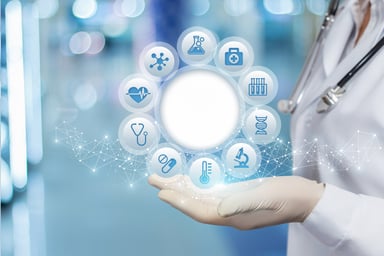Doctor with healthcare icons