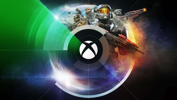 A digital image of an Xbox logo with Xbox gaming characters on a black background.