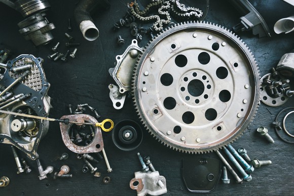 A selection of car parts.