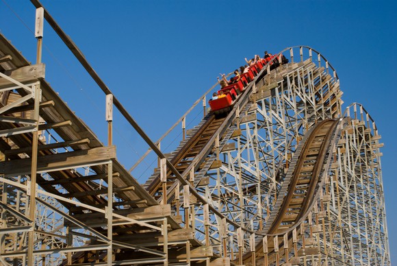 Roller coaster on a sunny day. 