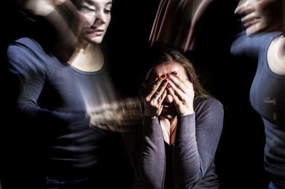 Distorted view of a person having mental difficulties.