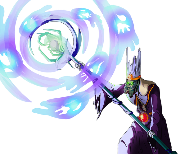 Animation cel of a monster wizard. 