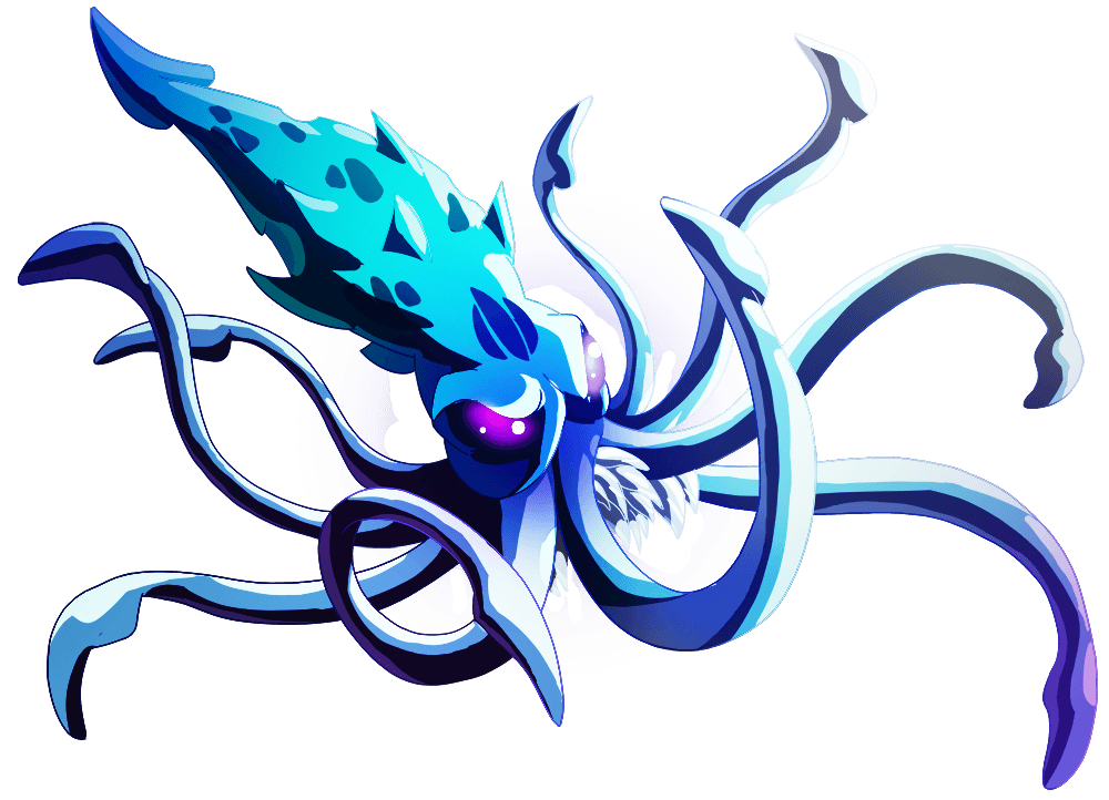 Animation cel of a giant squid.