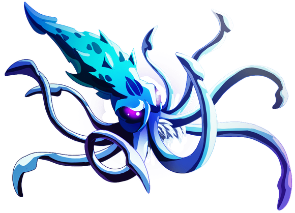 Animation cel of a giant squid.