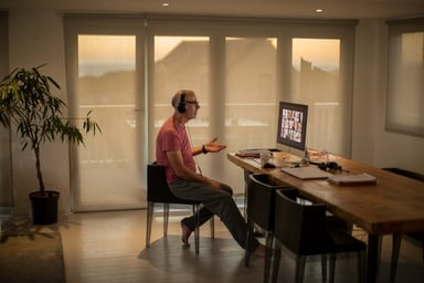 man video calling at home