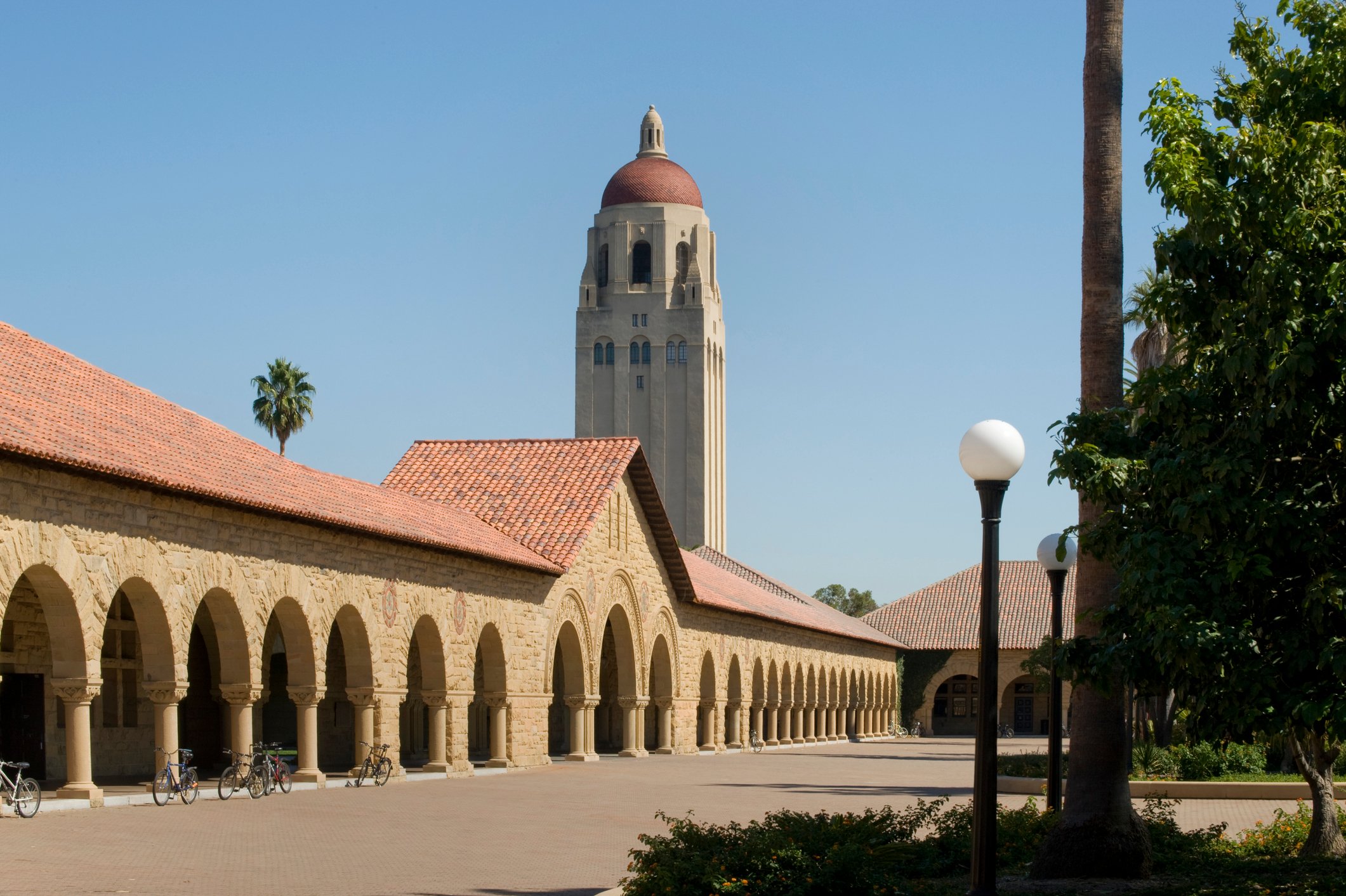 Colonnade and Hoover Tower at Stanford University