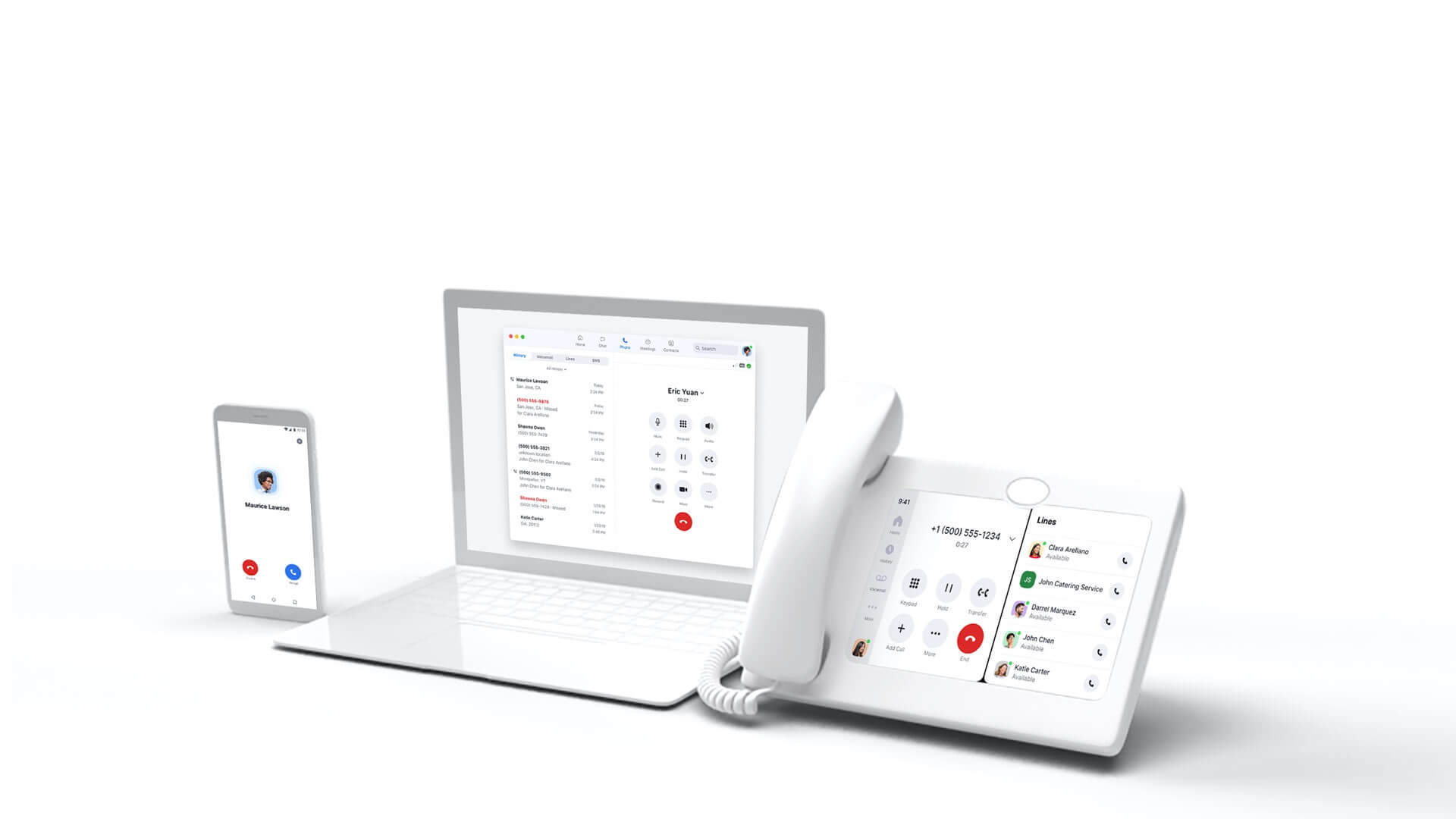 Zoom's Phone app running across different devices.