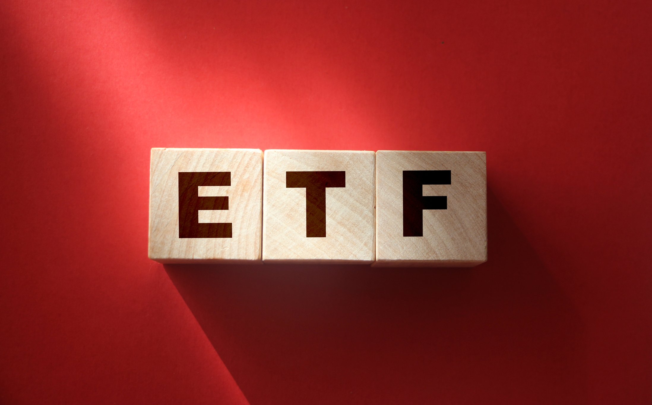 Blocks with the letters ETF on them. 
