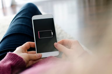 Phone with low battery graphic