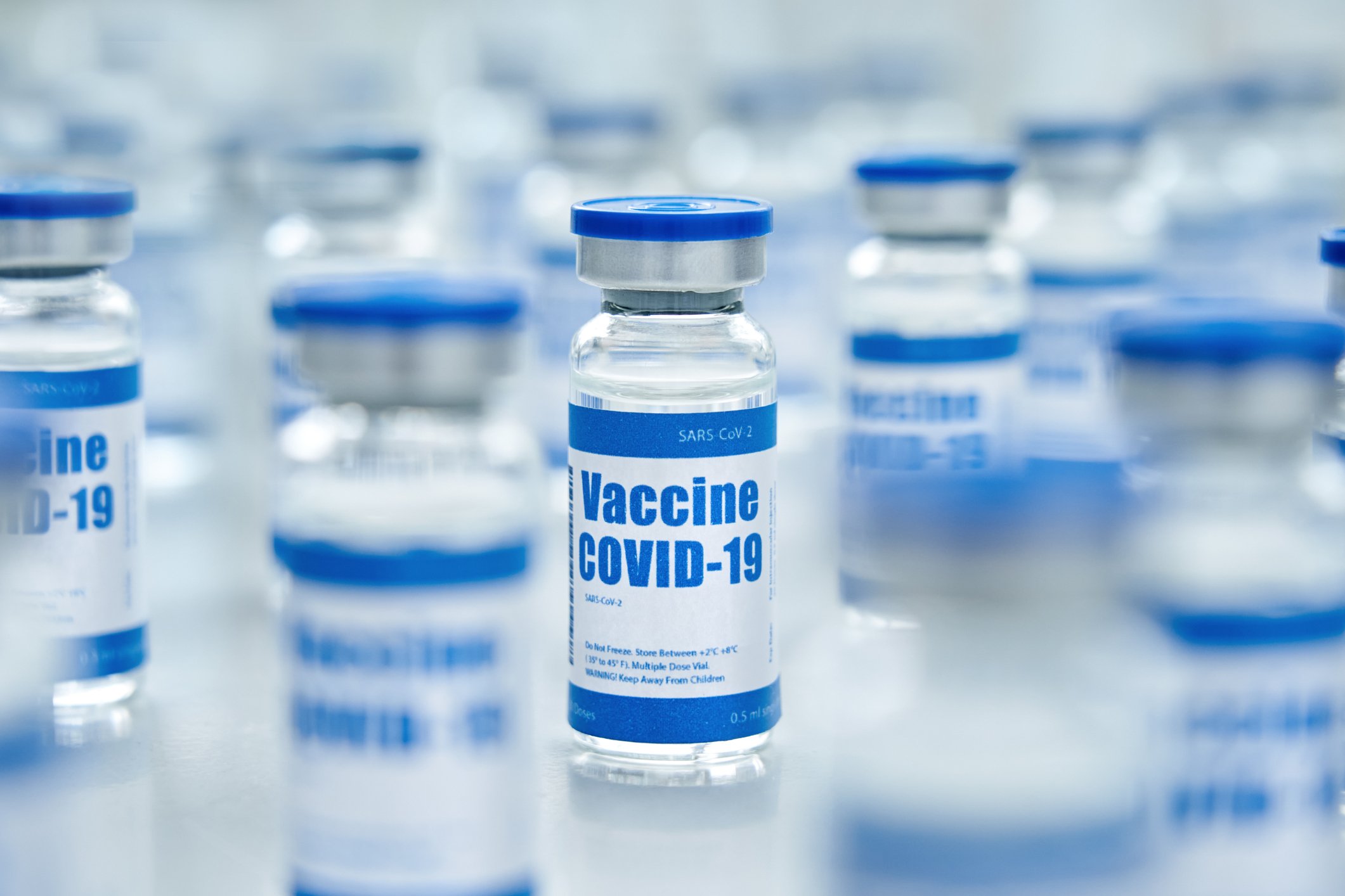 Vials of a COVID-19 vaccine. 