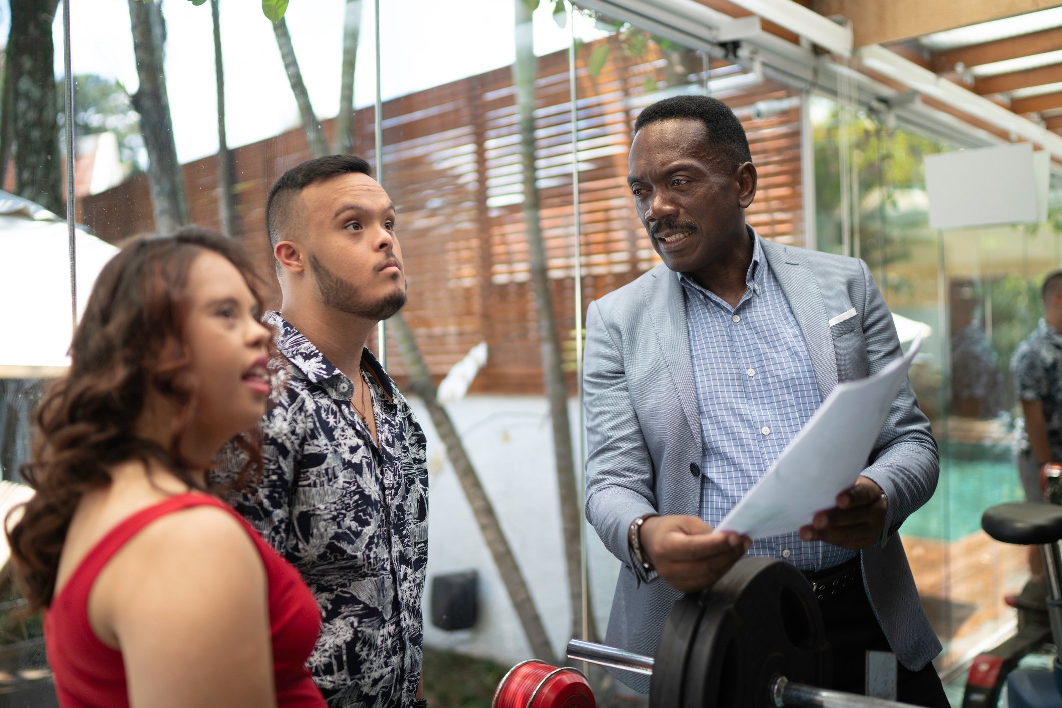A young couple looks at a house to purchase.