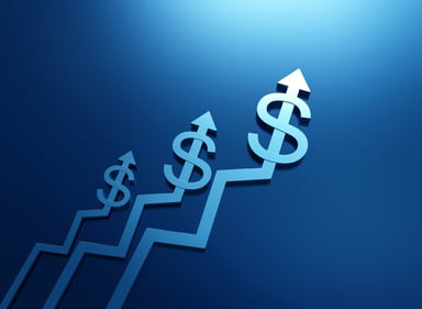 3 lines with arrows and dollar signs pointing up