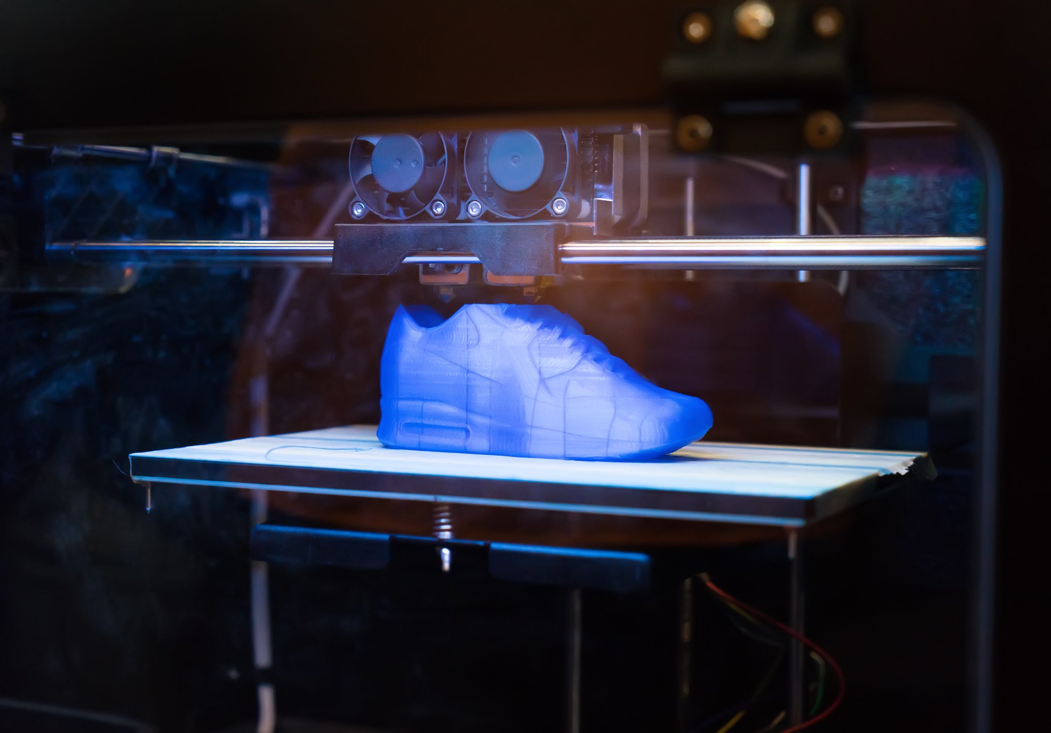 A 3D shoe being printed. 