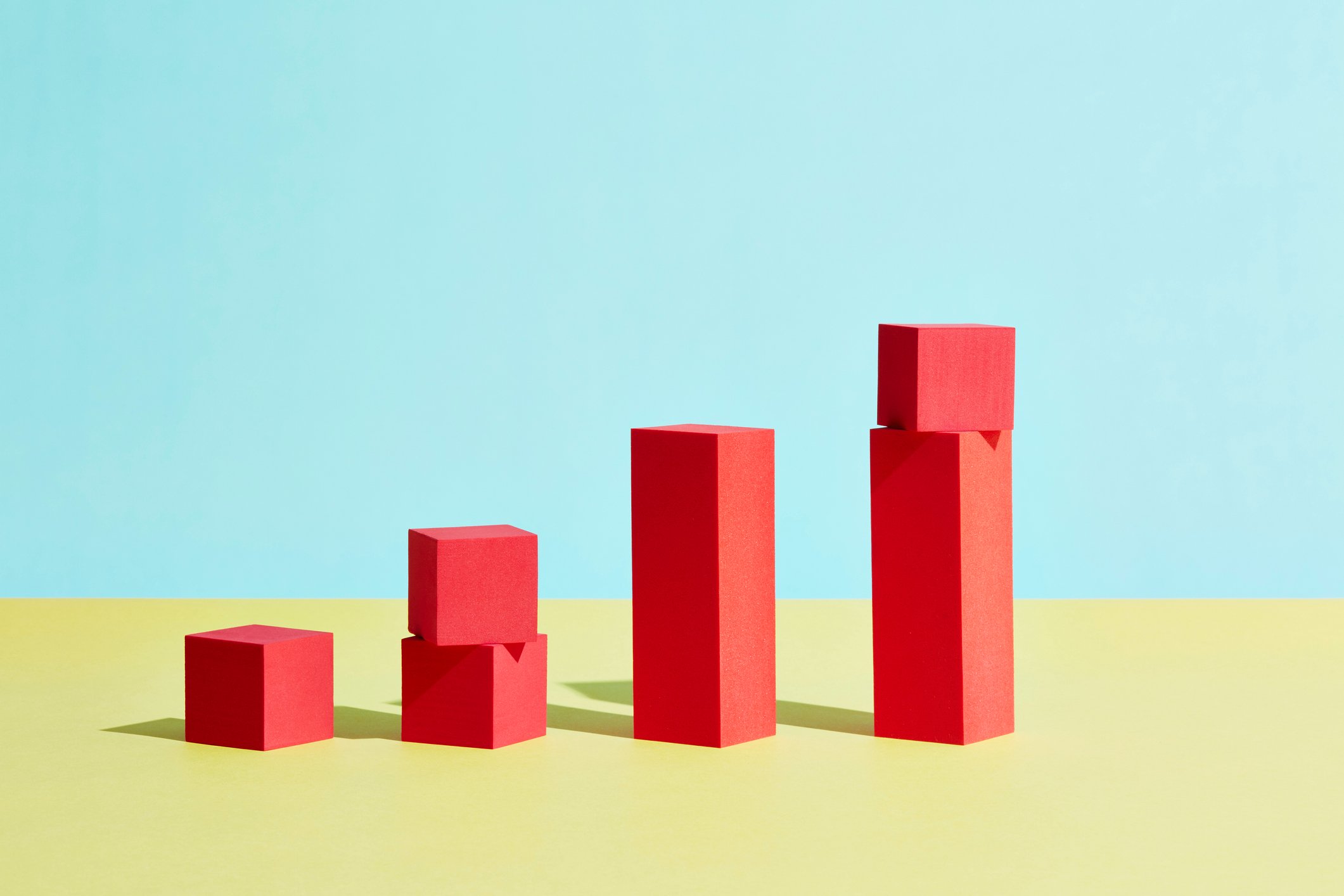 Red bars next to one another in an ascending fashion from left to right.