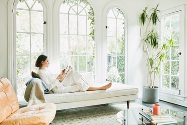 Woman sitting on a couch