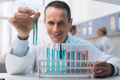Scientist holding test tube
