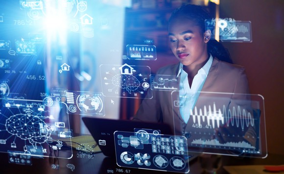 Executive using UiPath's platform to automate enterprise workflows.