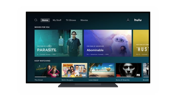 Hulu's user interface on a television screen.