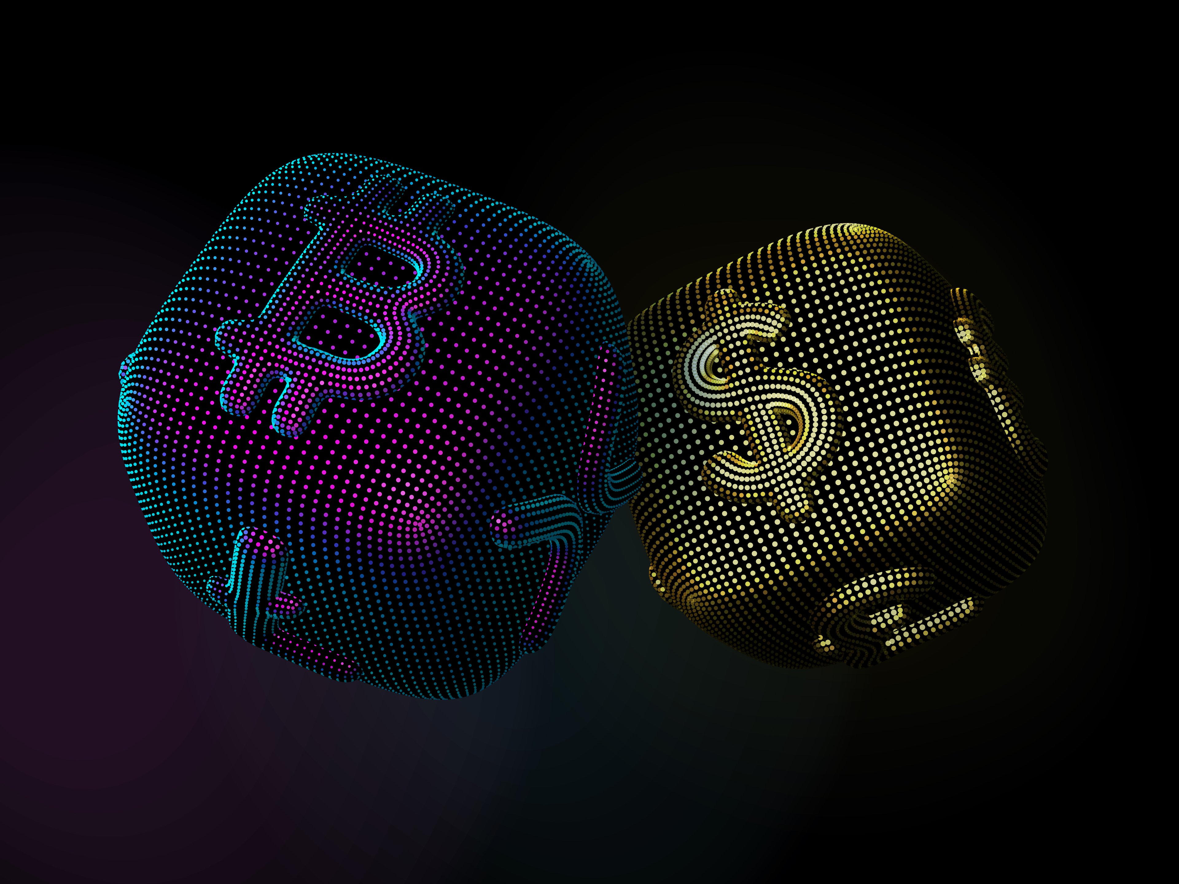 A blockchain dice linked with one of fiat currency. 