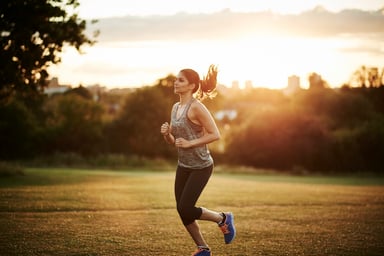 Lady with Ponytail Jogging on the Spot