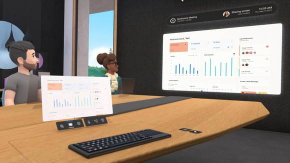 Horizon Workrooms shown in virtual reality. 