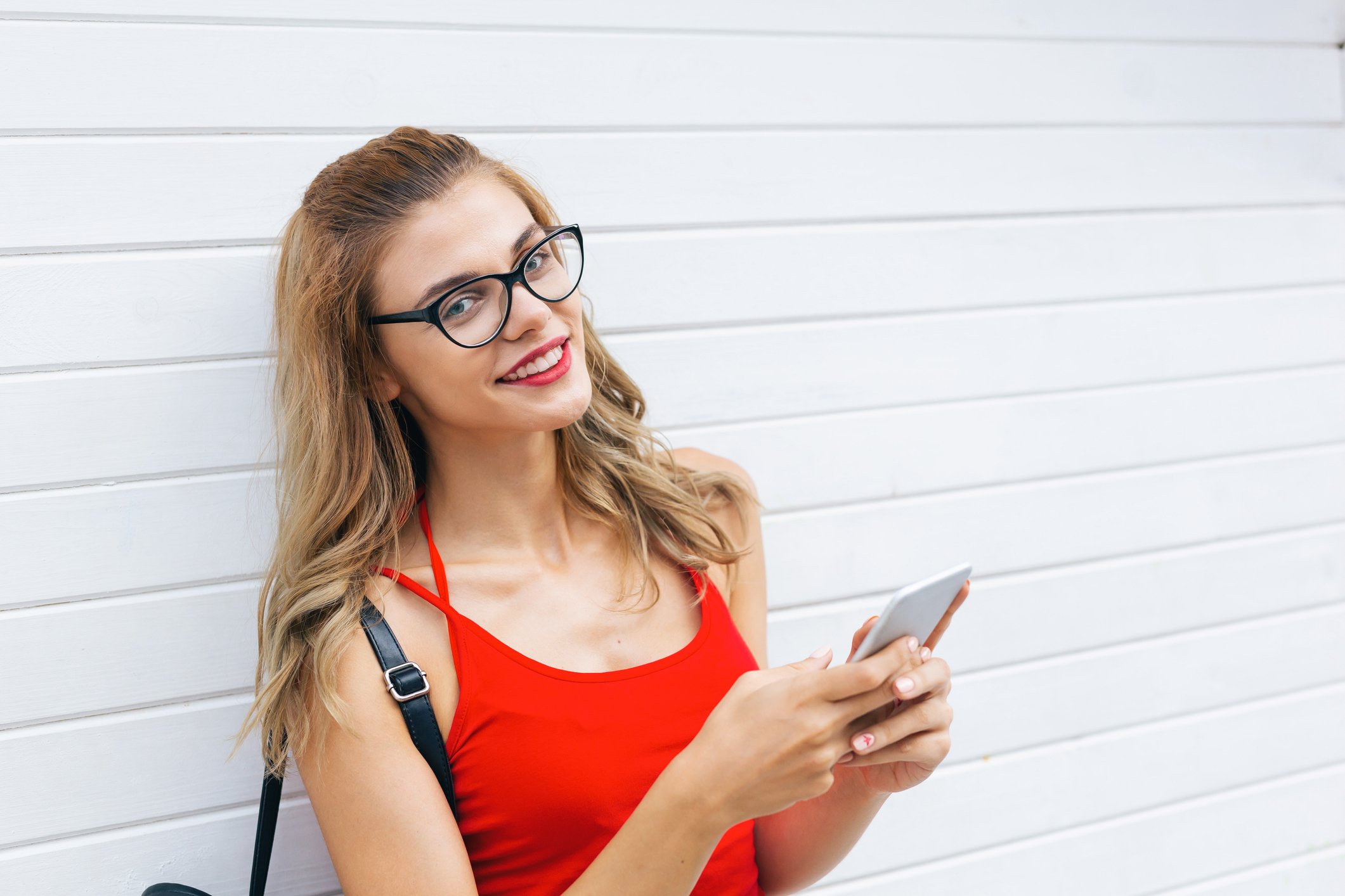 Woman using her smartphone.