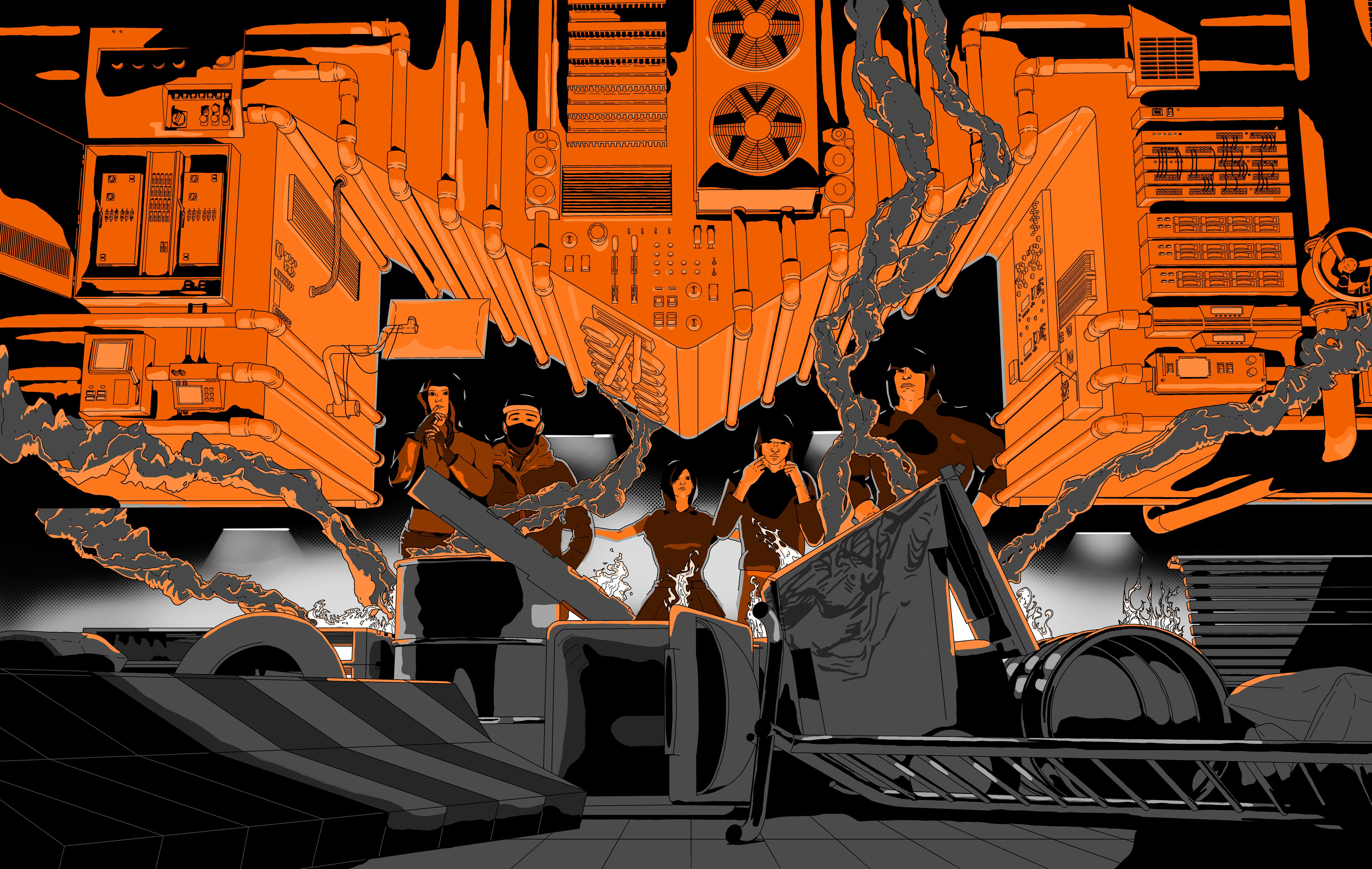 Forming a barricade in the shape of the Monero symbol. 