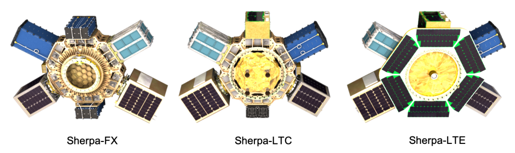 Spaceflight Inc.'s family of Sherpa OTV space tugs.