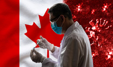 COVID-19 and Canadian flag