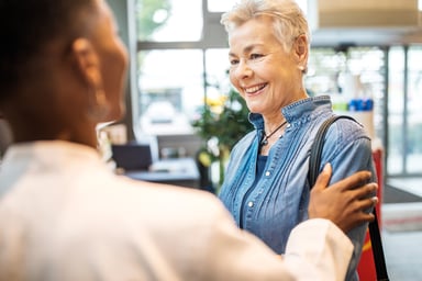 pharmacy clinician consumer sharing a smile