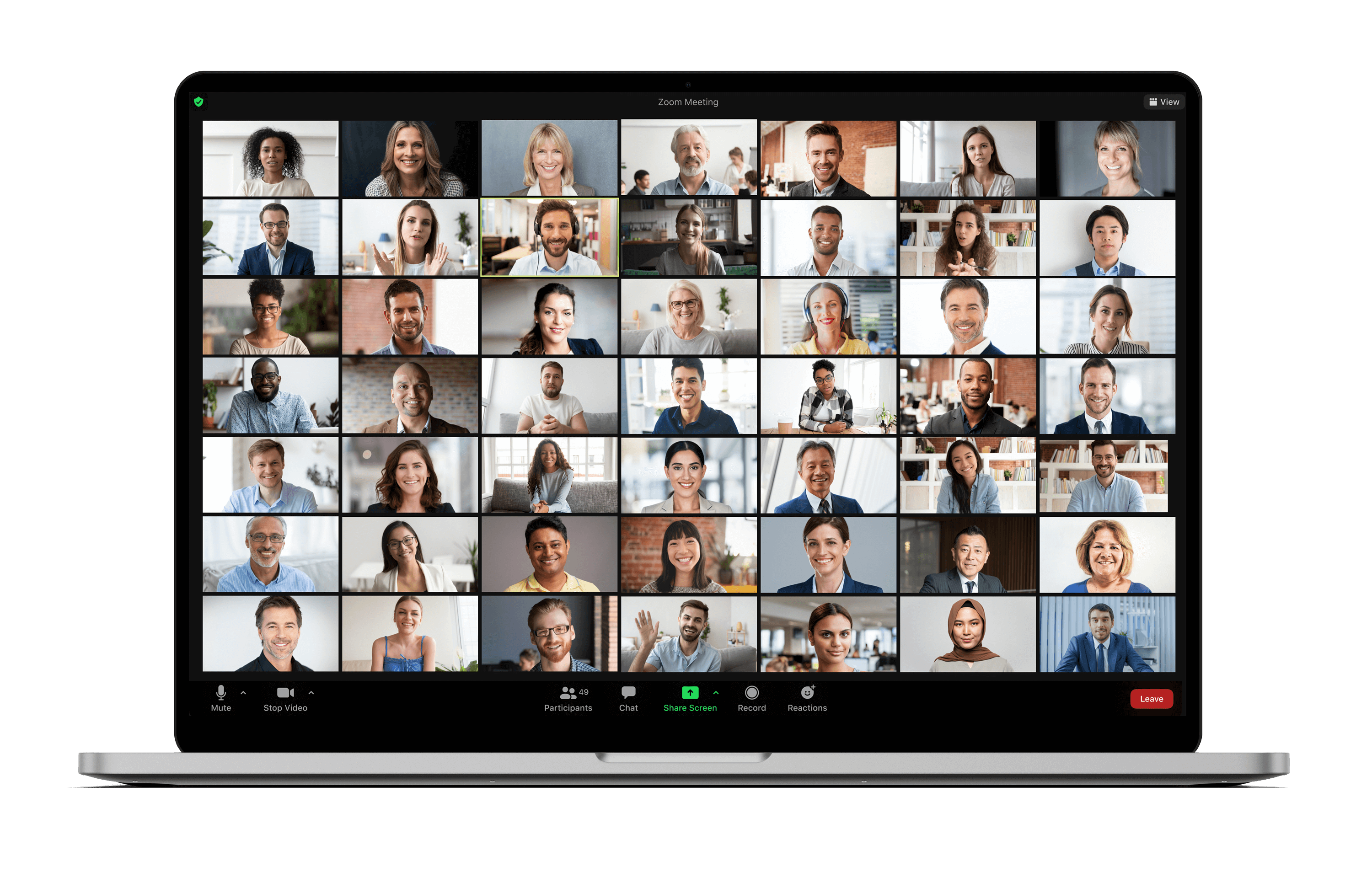 A Zoom meeting on a laptop.