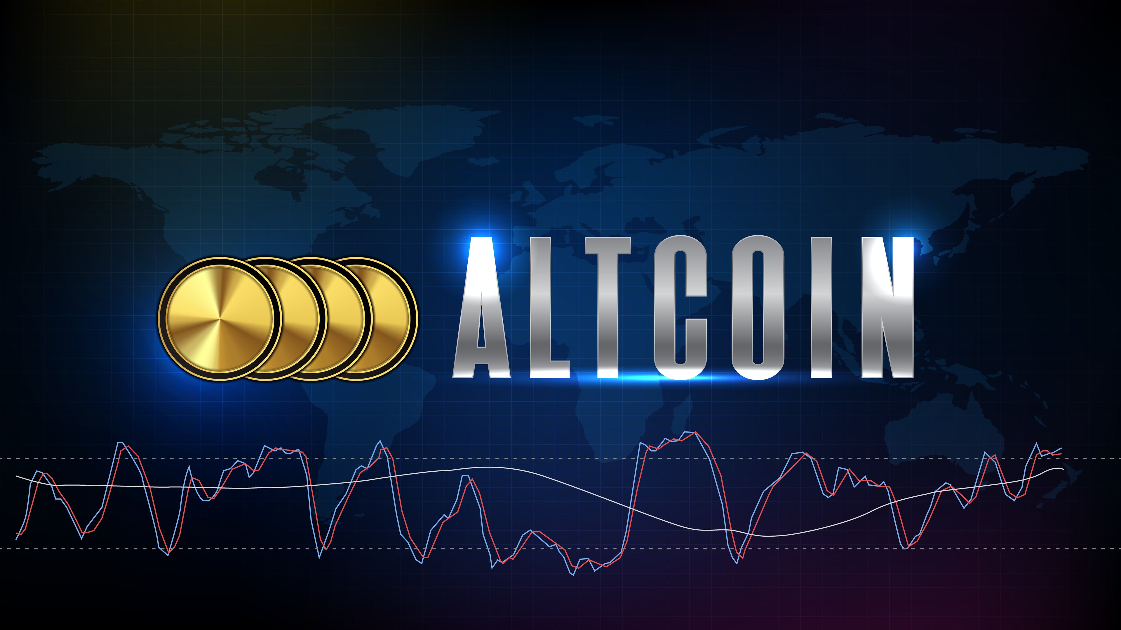 A stock chart with the word "Altcoin." 